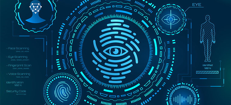 Biometric, biometrics, fingerprints, eyes, blue.