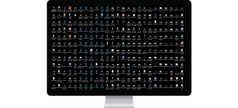 Clean Your Computer, Messy Desktop, Too Many Icons, Computer with messy home screen