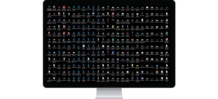 Clean Your Computer, Messy Desktop, Too Many Icons, Computer with messy home screen