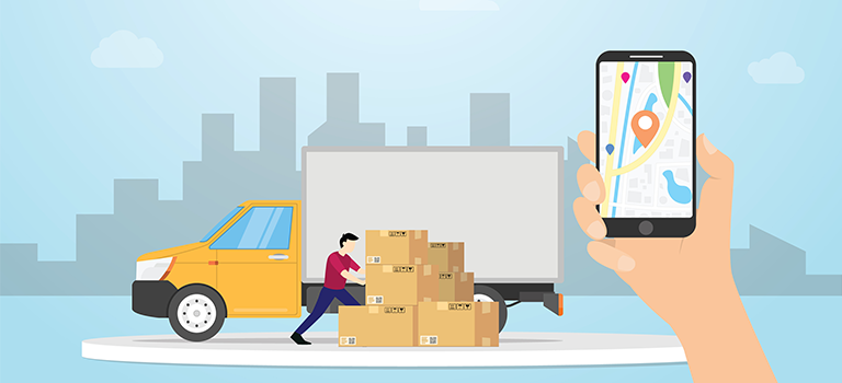 location tracking connecting a phone and a truck for delivery