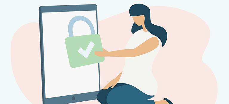 device security woman with lock